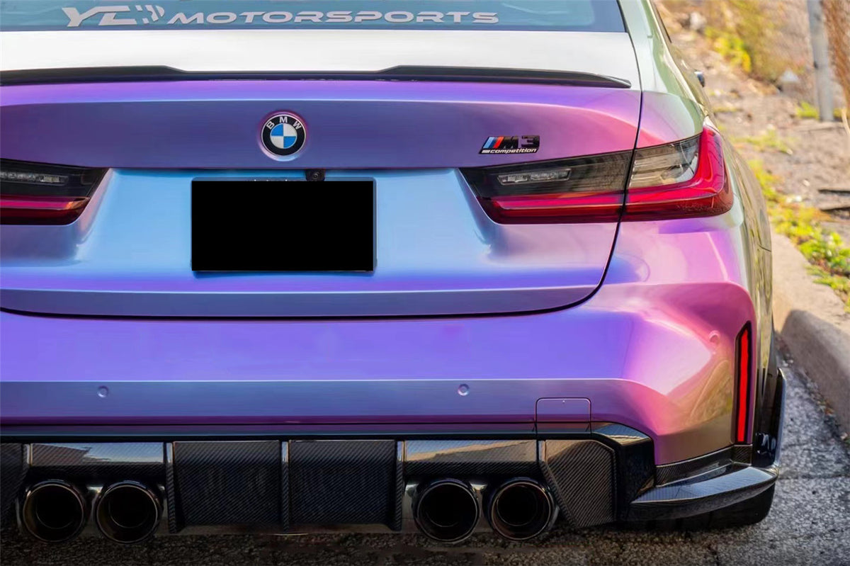 BMW M3 M4 G80 G82 2021+ DRY Carbon Fiber Rear Bumper Diffuser & Side Splitters