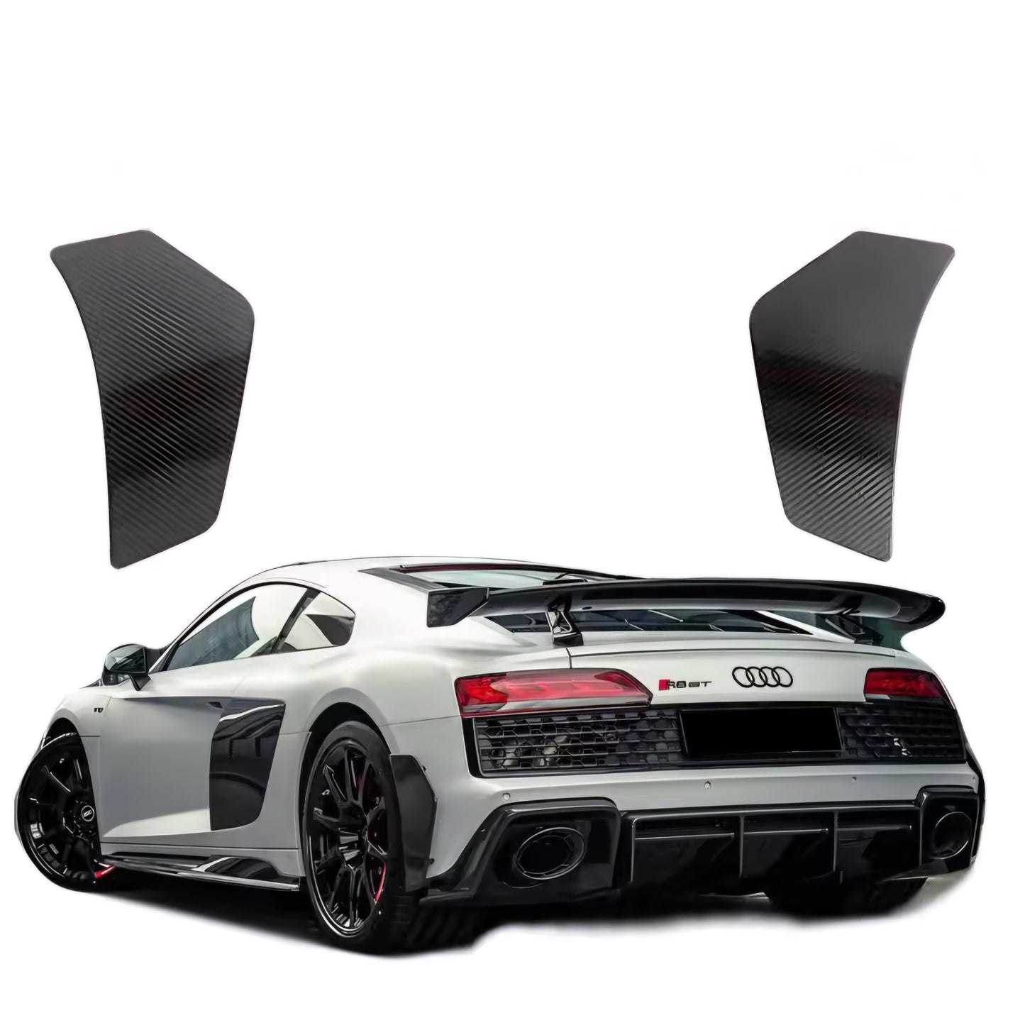 AUDI R8 V8 (V10) 2023+ DRY Carbon Fiber Rear Bumper Splitters