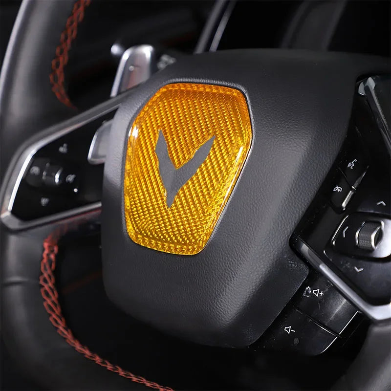 Chevrolet Corvette C8 Stingray Z51 Z06 2020-2024 Carbon Fiber Steering Wheel Logo Cover