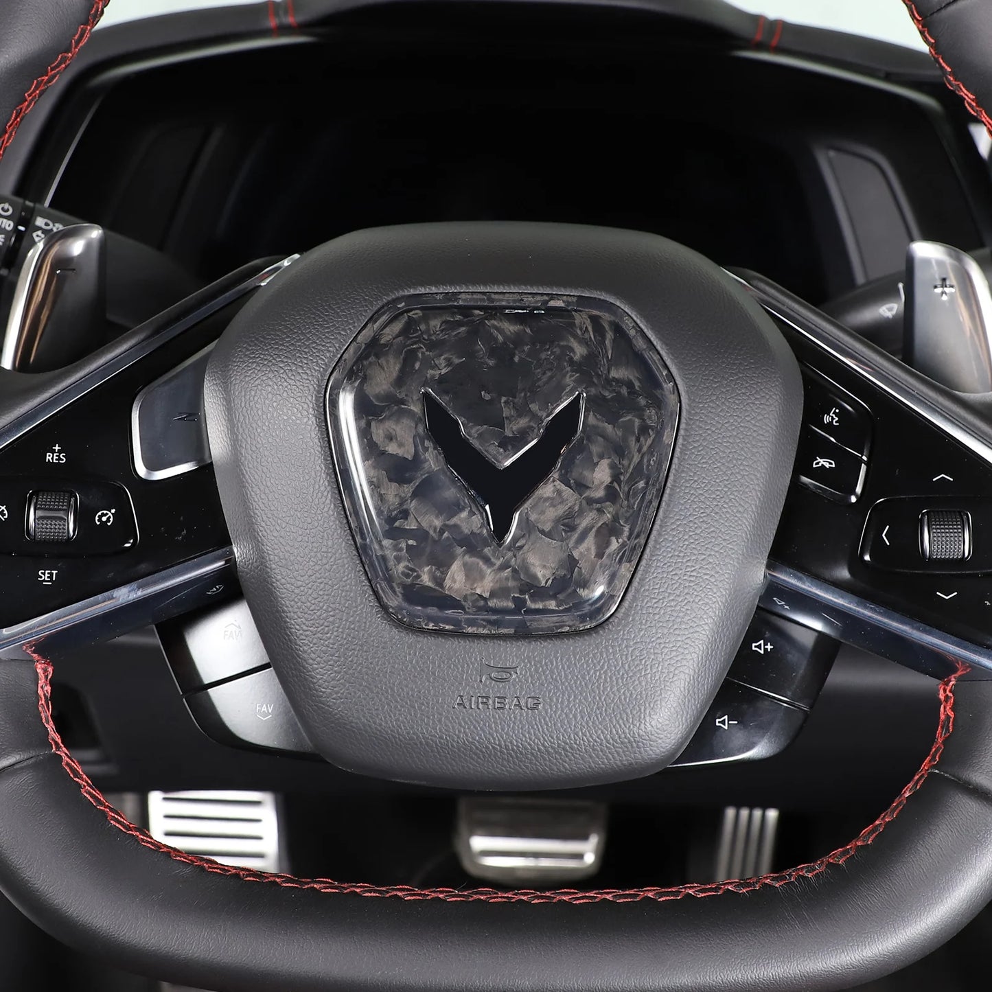 Chevrolet Corvette C8 Stingray Z51 Z06 2020-2024 Carbon Fiber Steering Wheel Logo Cover