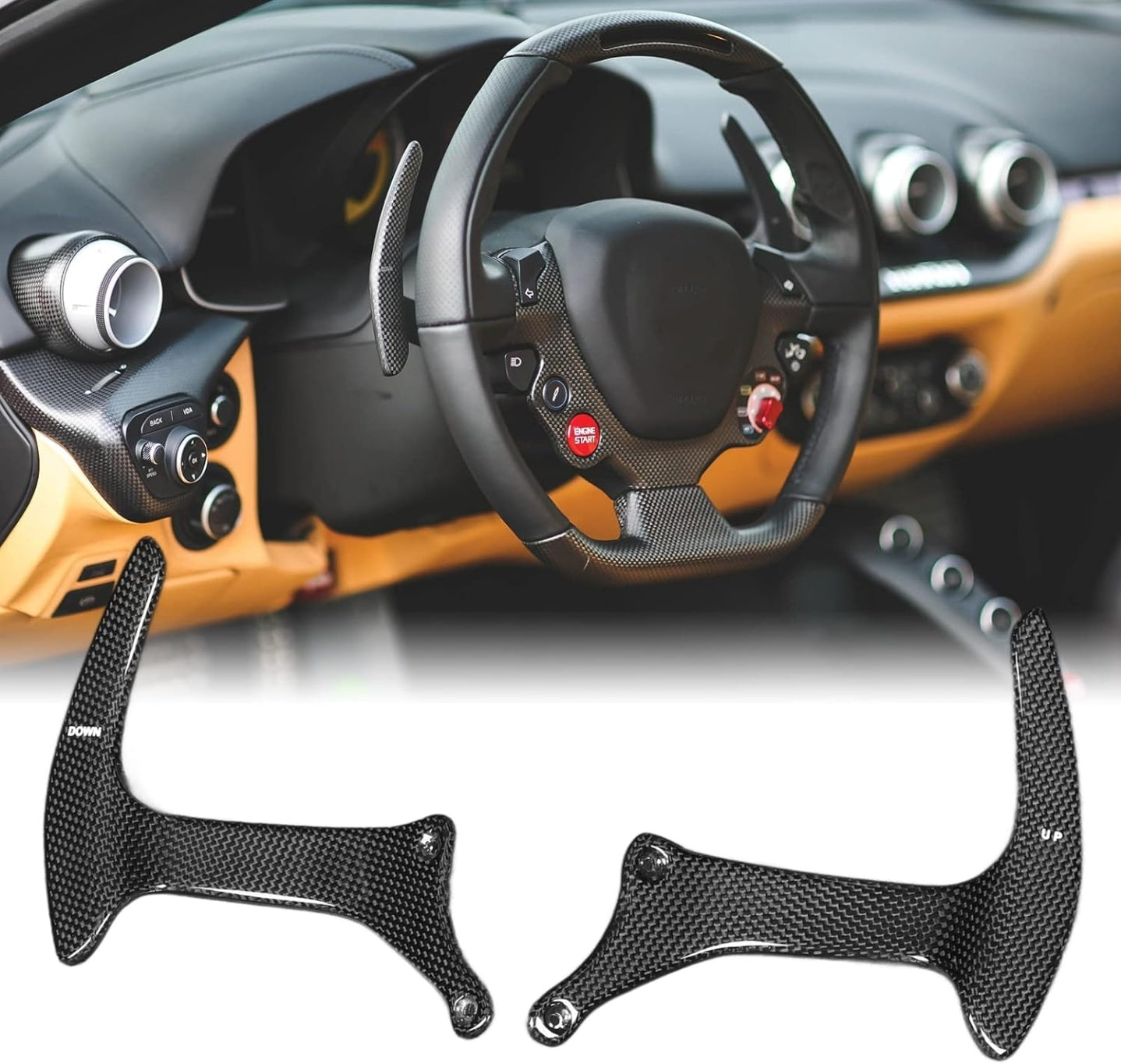 Ferrari 488 GTB & Spider 2015-2019 DRY Carbon Fiber Steering Wheel Shifter Paddles