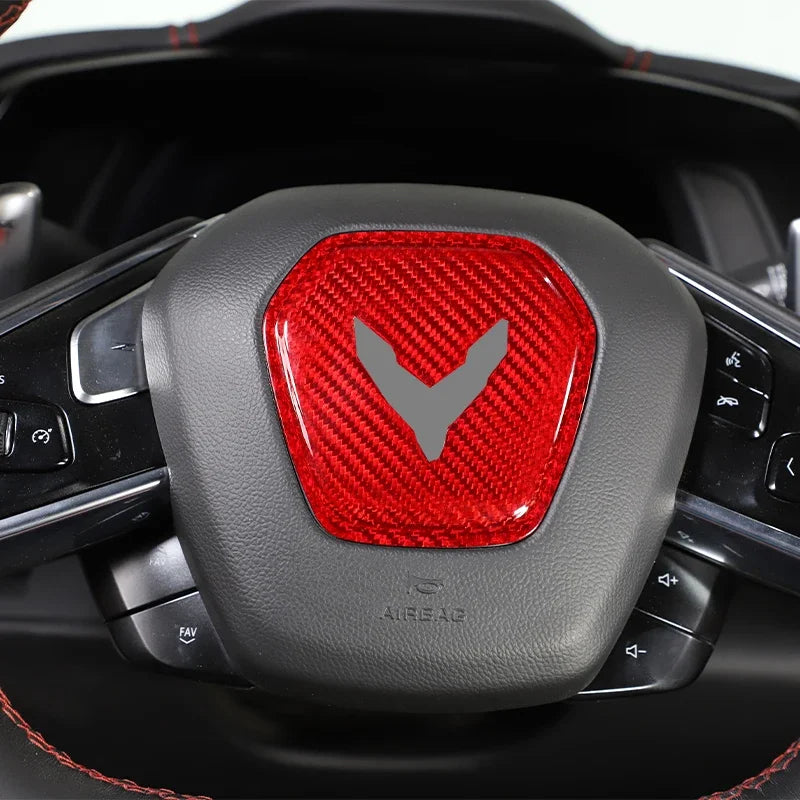 Chevrolet Corvette C8 Stingray Z51 Z06 2020-2024 Carbon Fiber Steering Wheel Logo Cover