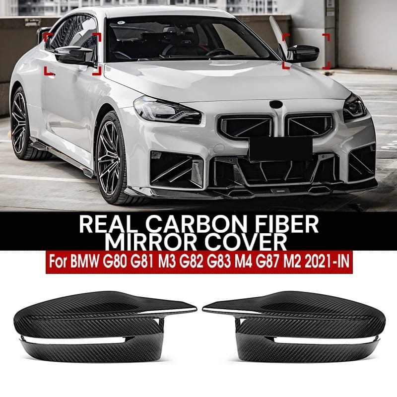 BMW M3 M4 G80 G81 G82 G83 M2 G87 2021+ Carbon Fiber Rearview Mirror Caps